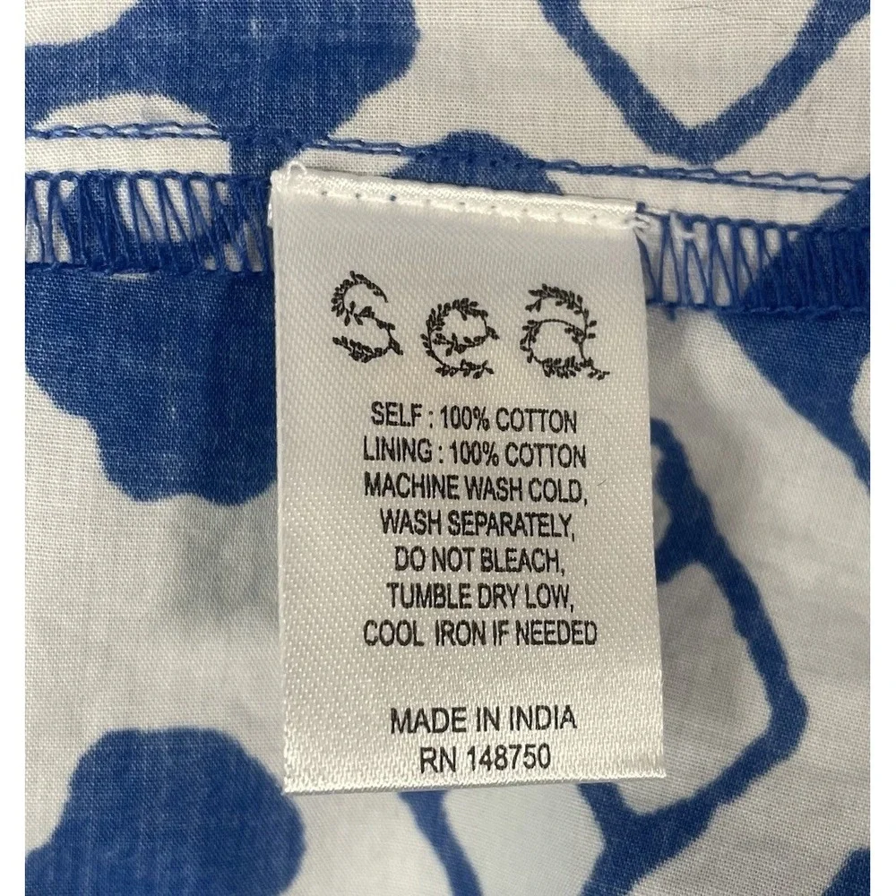 SEA Women 16 Sonia Lace-up Blue Cotton-poplin Midi Dress Resort Wear Greek Boho